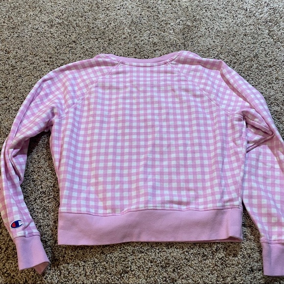Champion Women's Campus French Terry Crew, Sweatshirt Gingham/ICE Cake Sz.Small - Picture 7 of 7